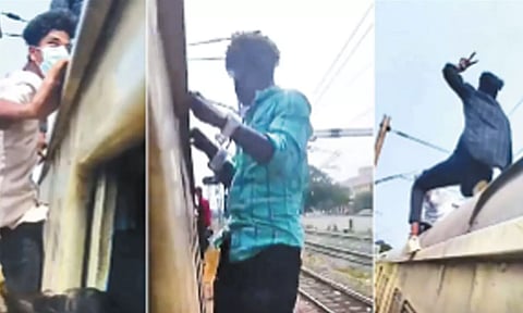 3 ஆண்டுகளுக்கு முன் மின்சார ரெயிலில் சாகசம்.. வைரல் வீடியோவால் சிக்கிய வாலிபர்கள் - ரெயில்வே போலீசார் அதிரடி