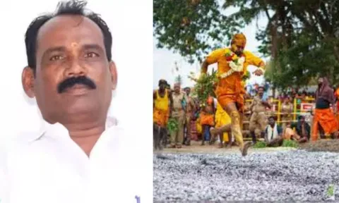 பூக்குழி இறங்கிய ரியல் எஸ்டேட் அதிபர் நெருப்பில் தவறி விழுந்து பலி
