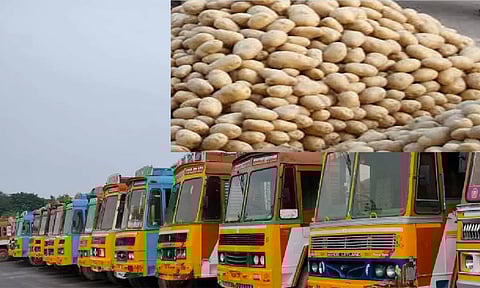 கர்நாடகாவில் லாரி வேலை நிறுத்தம்- உருளைக்கிழங்கு விலை உயர்வு