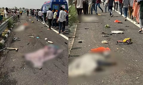 நெடுஞ்சாலையில் லாரி மோதி 7 தூய்மைப் பணியாளர்கள் உயிரிழப்பு - 4 பேர் படுகாயம்