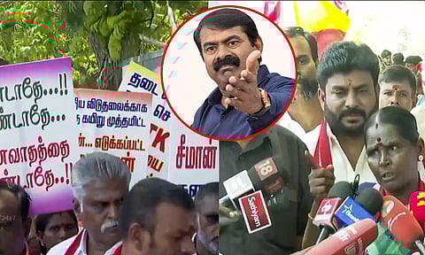 அவர் மனைவியே தெலுங்கர்தானே... சீமானுக்கு எதிராக தெலுங்கு முன்னேற்றக் கழகம் போராட்டம்