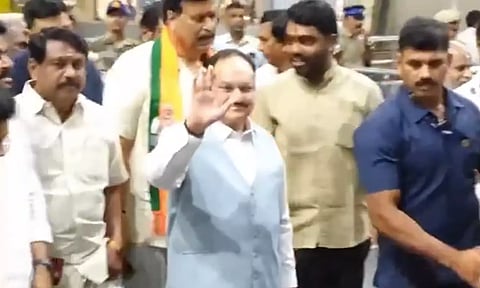 சென்னை வந்த பா.ஜ.க. தேசிய தலைவர் ஜே.பி.நட்டாவுக்கு உற்சாக வரவேற்பு