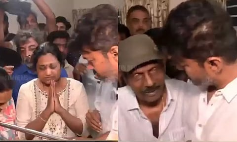 நடிகர் கவுண்டமணியின் மனைவி உடலுக்கு விஜய் நேரில் அஞ்சலி