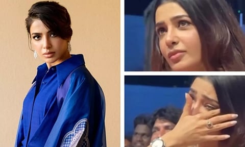 நான் ஏன் எல்லாம் மேடையிலும் அழுறேன் தெரியுமா? - வைரல் வீடியோவிற்கு பதில் சொன்ன சமந்தா