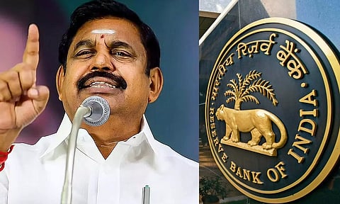 புதிய நிபந்தனைகளை ரிசர்வ் வங்கி திரும்பப் பெற எடப்பாடி பழனிசாமி வலியுறுத்தல்