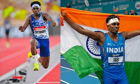 ஆசிய தடகள போட்டி: மும்முறை தாண்டுதலில் வெள்ளிப் பதக்கம் வென்ற தமிழக வீரர்