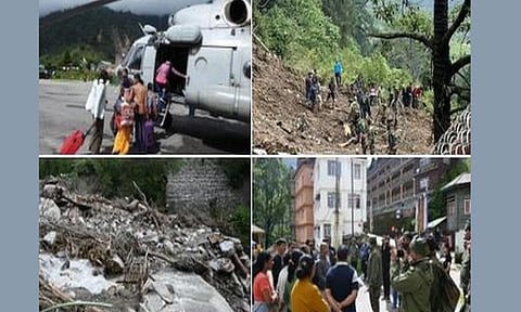 சிக்கிம் நிலச்சரிவில் சிக்கியவர்களை ஹெலிகாப்டரில் பத்திரமாக மீட்ட ராணுவம்