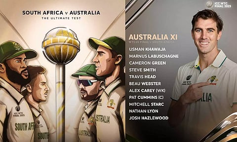 உலக டெஸ்ட் சாம்பியன்ஷிப் இறுதிப்போட்டி: ஆஸ்திரேலியா பிளேயிங் லெவன் அறிவிப்பு