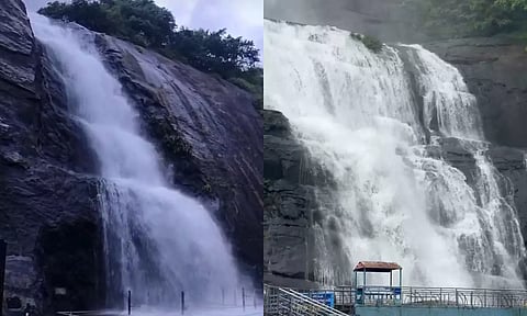 குற்றால அருவிகளில் வெள்ளப்பெருக்கு - சுற்றுலா பயணிகள் குளிக்க தடை
