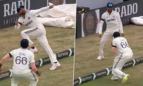 VIDEO: ஜேமி ஸ்மித் அடித்த பந்தை சேர்ந்து பிடித்த ஜடேஜா, சாய் சுதர்சன்