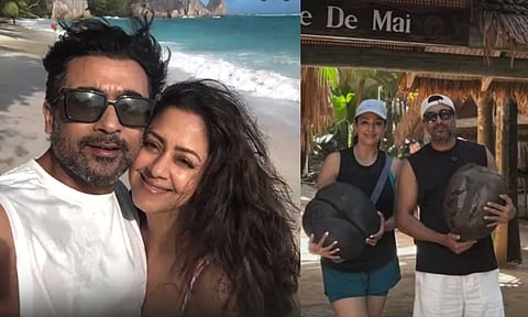 சீஷெல்ஸ் நாட்டிற்கு சுற்றுலா சென்ற சூர்யா - ஜோதிகா