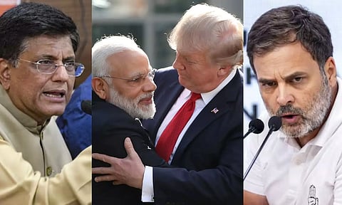 பியூஸ் கோயல் என்னதான் நெஞ்சில் அடித்துக்கொண்டாலும் டிரம்புக்கு மோடி அடிபணிந்தே தீருவார் - ராகுல் காந்தி