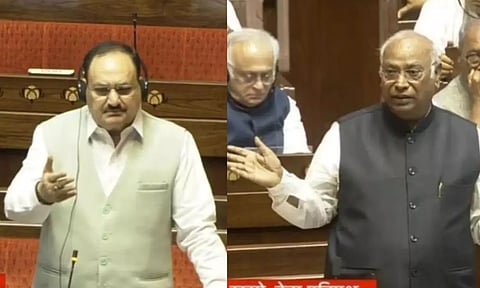 சொன்ன வார்த்தையை வாபஸ் பெற்று கார்கேவிடம் மன்னிப்பு கேட்ட நட்டா - மாநிலங்களவையில் நடந்த சம்பவம்