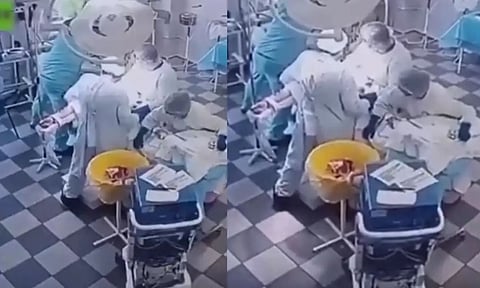 நிலநடுக்கத்தால் குலுங்கிய மருத்துவமனை.. அசராமல் அறுவை சிகிச்சை செய்த மருத்துவர்கள் - வீடியோ வைரல்