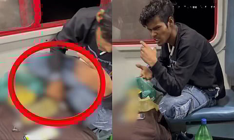 ரெயிலில் பயணிகள் முன்பு மது அருந்திய வடமாநிலத்தவர் - வெளியான அதிர்ச்சி வீடியோ