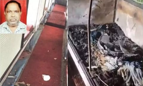 ஓடும் பேருந்துக்குள் திடீரென பெட்ரோலை ஊற்றி தீக்குளித்து மாண்ட நபர் - அலறியடித்த பயணிகள்