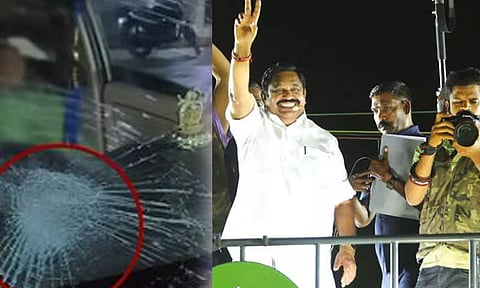 ஆம்புலன்ஸை தொடர்ந்து... இ.பி.எஸ். கூட்டத்தின் நடுவே சென்ற தி.மு.க. நிர்வாகியின் கார் கண்ணாடி உடைப்பு
