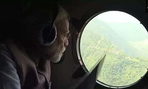 இமாச்சல பிரதேசம்: வெள்ள சேதத்தை பார்வையிட்டார் பிரதமர் மோடி