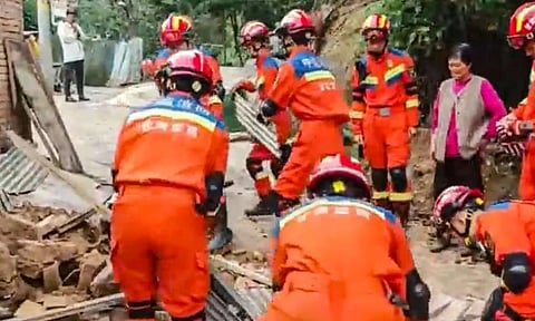 இன்று, கன்சு மாகாணத்தில் மீட்பு பணியில் ஈடுபட்டுள்ள குழுக்கள் 