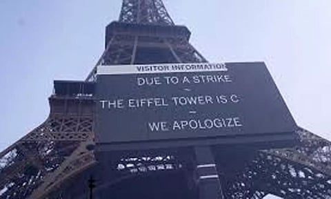 போராட்டம் எதிரொலி: பிரான்சில் ஈபிள் டவர் மூடப்பட்டது