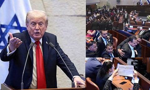 இஸ்ரேல் பாராளுமன்றத்தில் டிரம்ப் பேசும்போது கோஷம் எழுப்பப்பட்டதால் பரபரப்பு..!