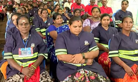 பணி நிரந்தம் செய்யக்கோரி சென்னை மாநகராட்சி தூய்மை பணியாளர்கள் மீண்டும் போராட்டம்