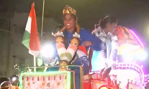 கண்ணகி நகரில் கபடி வீராங்கனை கார்த்திகாவுக்கு பிரமாண்ட வரவேற்பு