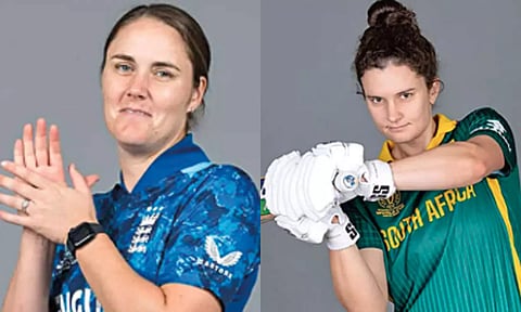 இங்கிலாந்து கேப்டன் நாட் சிவெர்- தென்ஆப்பிரிக்க கேப்டன் லாரா வோல்வார்ட்.