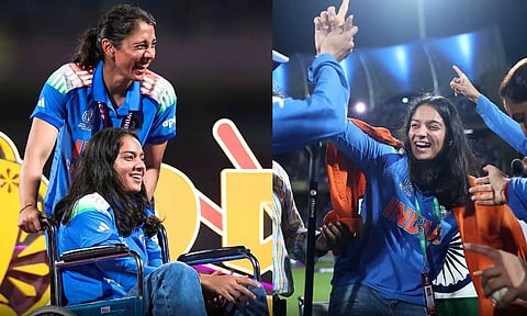 மகளிர் உலக கோப்பை வெற்றியை சக்கர நாற்காலியில் வந்து கொண்டாடிய பிரதிகா ராவல்