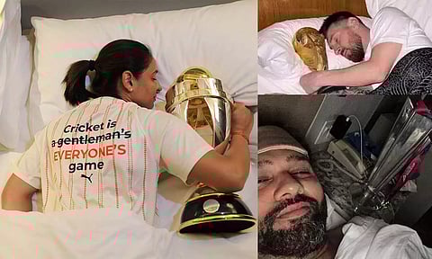 மெஸ்ஸி, ரோகித் வரிசையில் உலக கோப்பையுடன் தூங்கிய இந்திய மகளிர் அணி கேப்டன்