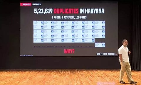 அரியானாவில் ஒரே வீட்டில் 501 வாக்காளர்கள் வசிப்பதாகக் கூறி மாபெரும் மோசடி - ராகுல் காந்தி