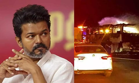 சவுதி அரேபியா பஸ் விபத்தில் உயிரிழந்த இந்தியர்களுக்கு விஜய் இரங்கல்