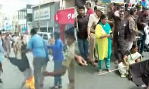 பிரதமர் மோடி வருகைக்கு எதிர்ப்பு - கோவையில் உருவபொம்மை எரித்து போராட்டம்