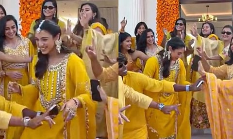 VIDEO: நாளை திருமணம்.. ஸ்மிருதி மந்தனா வீட்டில் ஹல்தி கொண்டாட்டம் - சக வீராங்கனைகளுடன் நடனமாடி உற்சாகம்