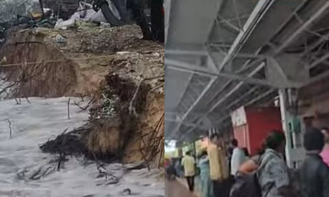 ராமேஸ்வரத்தில் கடல் சீற்றம்- மண்டபம் ரெயில் நிலையத்தில் ரெயில்கள் நிறுத்தம்