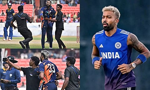 மைதானத்திற்குள் நுழைந்து பாண்ட்யாவுடன் செல்பி எடுத்த ரசிகர்- வைரலாகும் வீடியோ