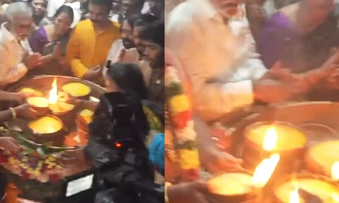 திருவண்ணாமலை அண்ணாமலையார் கோயிலில் அதிகாலையில் ஏற்றப்பட்ட பரணி தீபம்