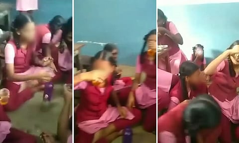 பள்ளி வகுப்பறையில் மது அருந்திய 6 மாணவிகள்...