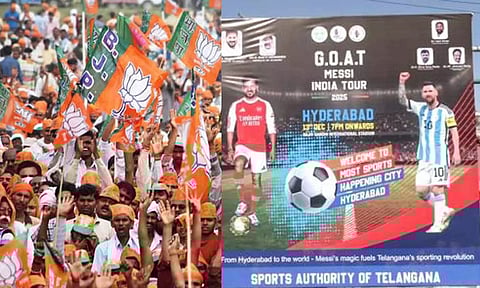 தெலுங்கானாவில் மெஸ்ஸி கால்பந்து போட்டிக்கு ரூ.100 கோடி செலவு: பா.ஜ.க.வினர் எதிர்ப்பு