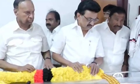 மறைந்த எல்.கணேசன் உடலுக்கு முதலமைச்சர் மு.க.ஸ்டாலின் நேரில் அஞ்சலி