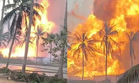 ஆந்திராவில் எண்ணெய் கிணற்றில் எரிவாயு கசிவு, பயங்கர தீவிபத்து - மக்கள் பீதி