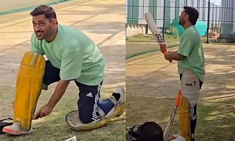 ஐபிஎல் தொடருக்கு தயாராகும் எம்.எஸ்.தோனி - இணையத்தில் வைரலாகும் வீடியோ