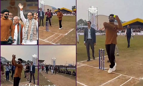 பேட்டிங் செய்த மத்திய அமைச்சர் சிவராஜ் சிங் சவுகான்... பந்துவீசிய ஜடேஜா - வைரலாகும் வீடியோ