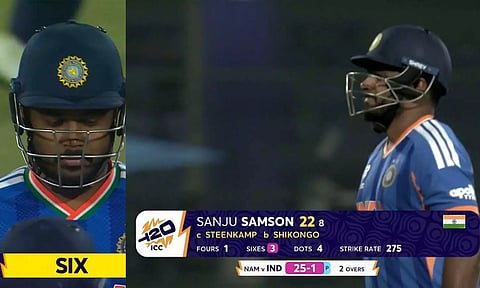 மீண்டும் ஏமாற்றம்: டி20 உலகக்கோப்பையில் 3 சிக்சர்களை விளாசி அவுட்டான சஞ்சு சாம்சன்