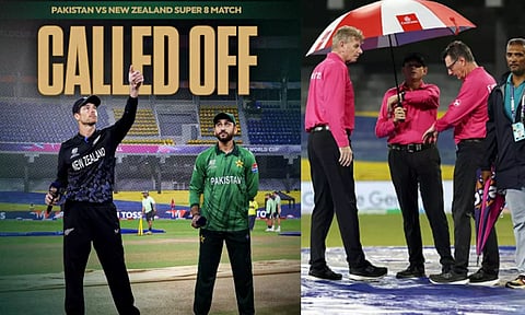 டி20 உலகக் கோப்பை: கனமழையின் காரணமாக பாகிஸ்தான் - நியூசிலாந்து போட்டி ரத்து