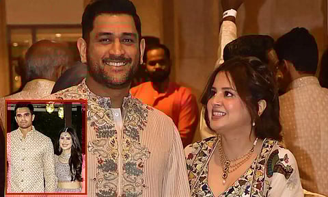 அர்ஜுன் டெண்டுல்கரின் திருமணத்தில் தோனி - சாக்ஷி தம்பதி #MSDhoni