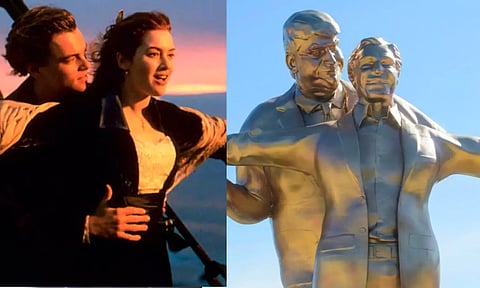 இணைபிரியா ஜோடி.. வாஷிங்டனில் டைடானிக் பாணியில் டிரம்ப் - எப்ஸ்டீன் சிலை திறப்பு | Epstein files