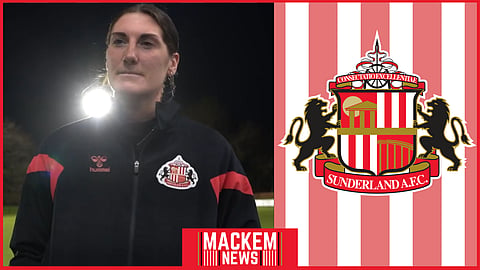 Amy Goddard reacted to her first Sunderland Women goal. (Credit: SunderlandAFC Women on X)