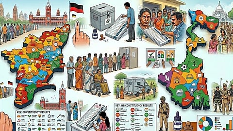 തമിഴ്നാട്ടിലും ബംഗാളിലും പോളിങ് പുരോഗമിക്കുന്നു; ആദ്യ മണിക്കൂറുകളിൽ കനത്ത പോളിംഗ്, കറുത്ത കുതിര ആരാകും?