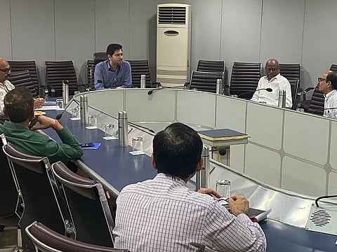 Raghav Chadha in a meeting with DJB senior officials